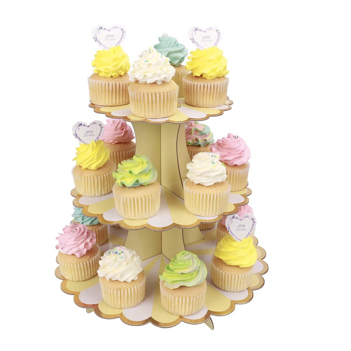 Espositore per cupcake a 3 livelli, in cartone, supporto per torta per bambini e feste di compleanno a tema