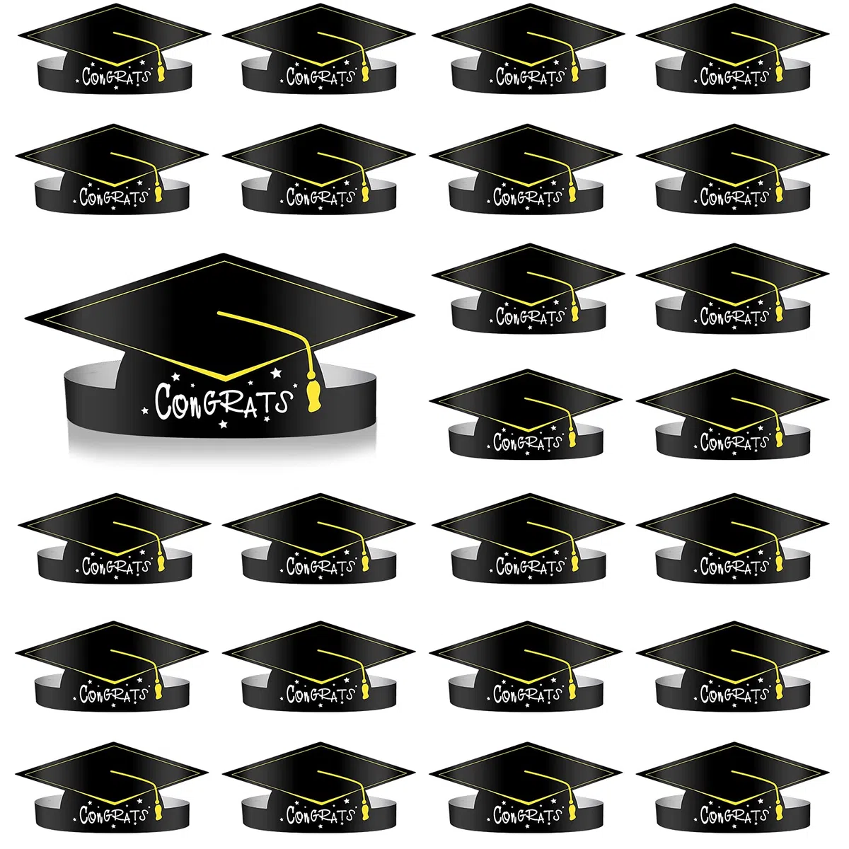MIAHART 30 Pezzi Cappelli di carta per la cerimonia di laurea Tappo con corona regolabile per decorazione