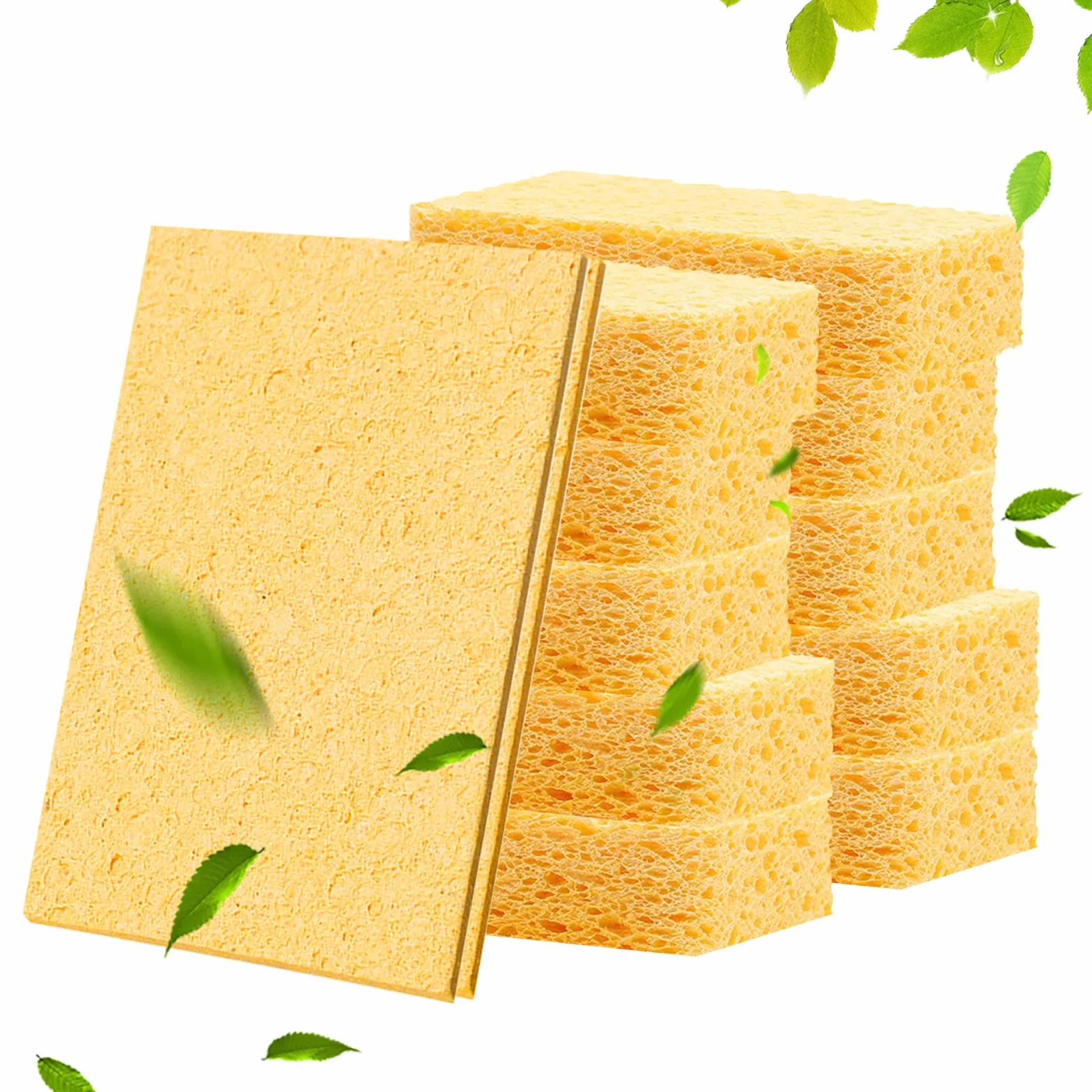 Spugna da Cucina in Cellulosa - Pop-Up Naturale, Antigraffio per Cucina Domestica, Polpa di Legno Compressa (10 Pezzi)