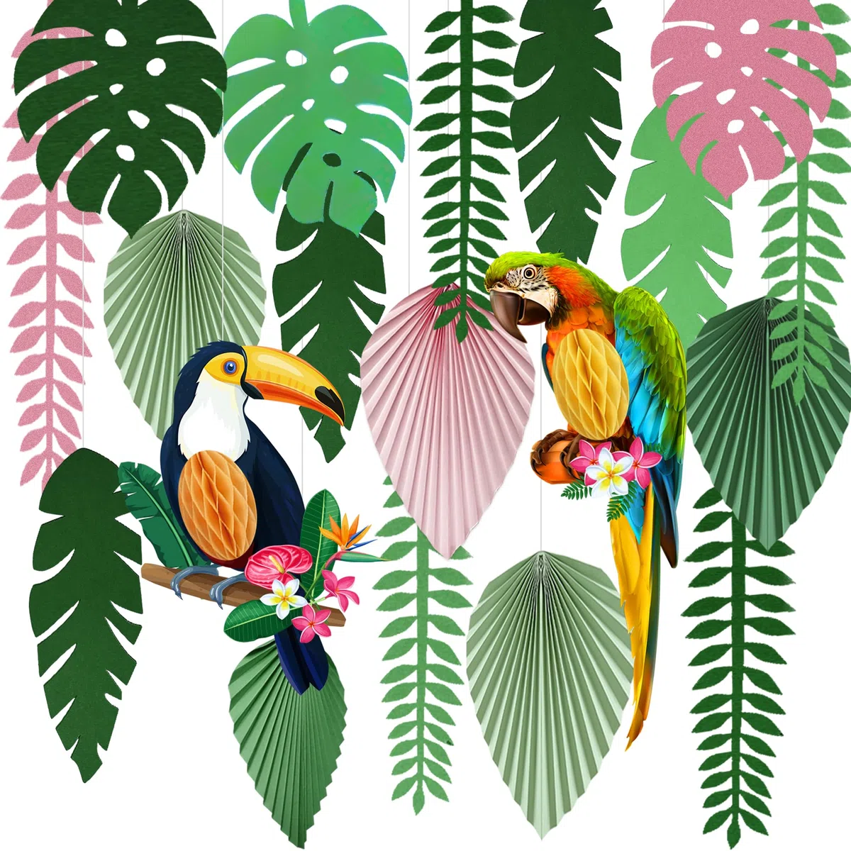 YBwanli decorazioni festa,Decorazione di compleanno, Tema giungla tropicale, festa hawaiana, Festa in piscina, Decorazioni di carta riutilizzabili, La combinazione perfetta tra festa e natura
