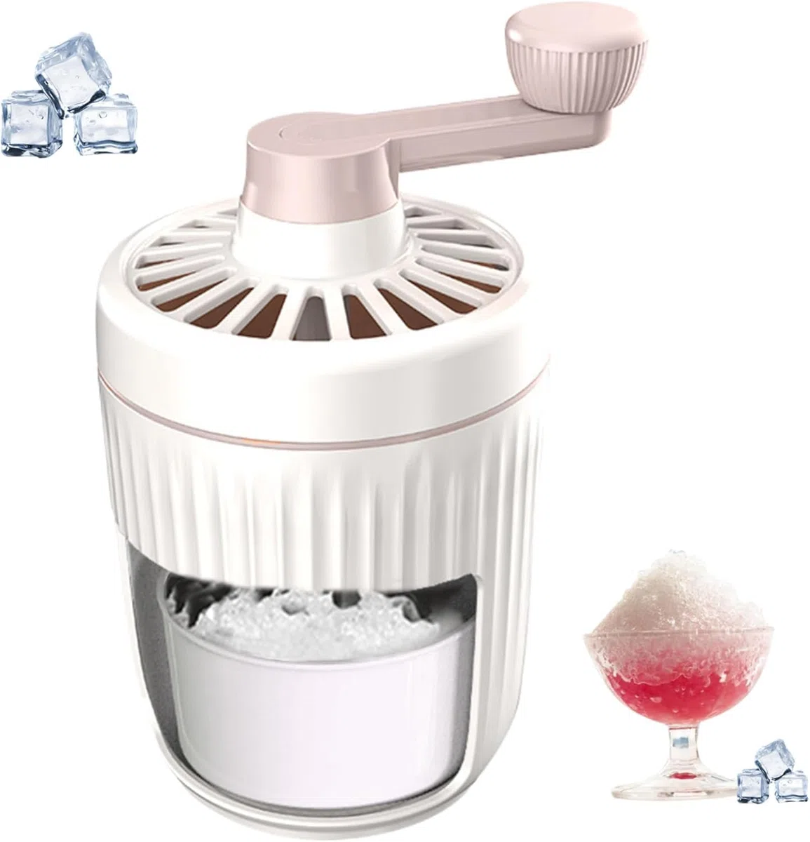 Shaved Ice Machine Manual Ice Crusher Bpa Free Portable with Hand Crank Snow Cone Maker And Cube Tray Style 1 Shaved Machine Professional Process