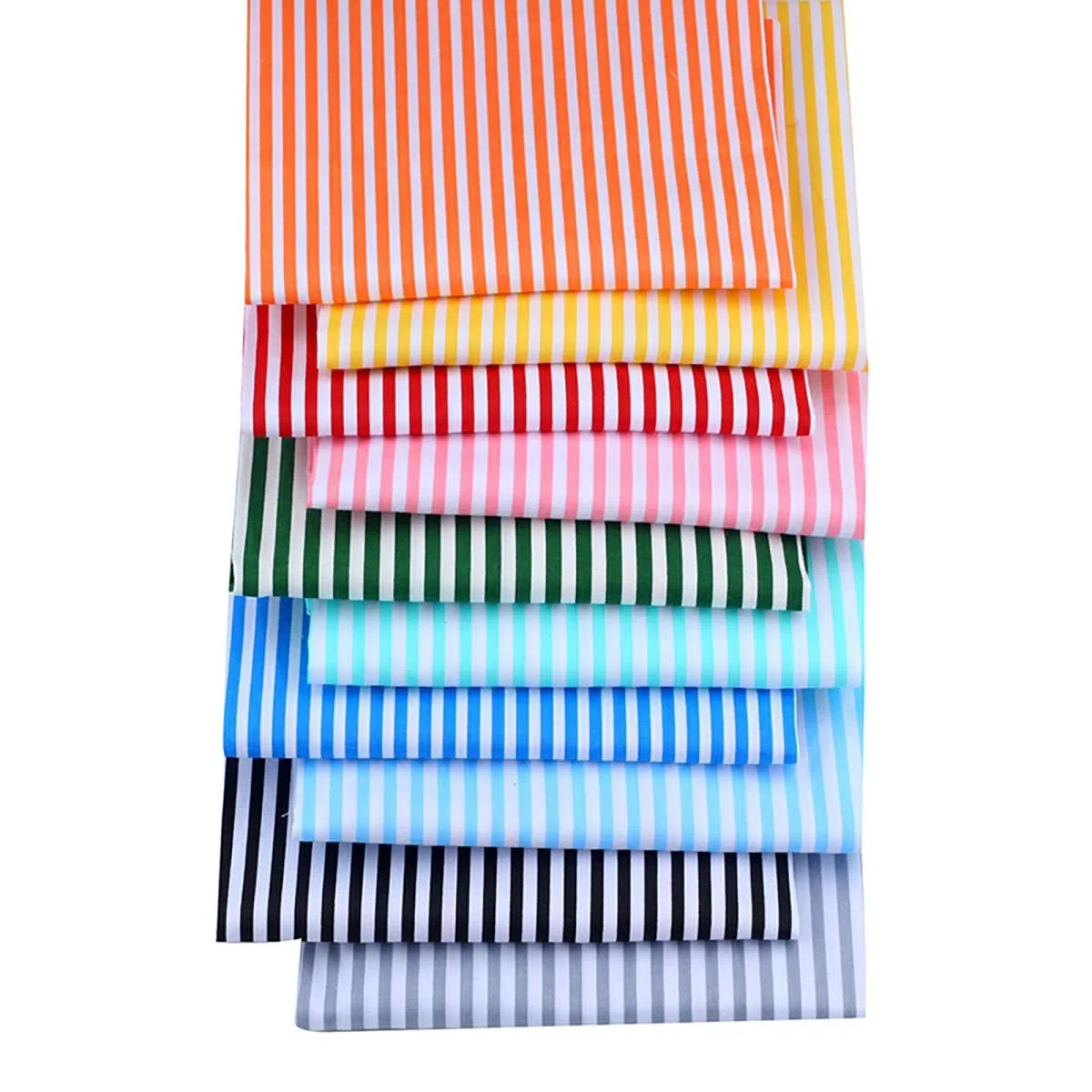 CraftsFabrics 10 Pezzi (40,6 x 50,8 cm) Fat Quarter a Strisce Colorate Tessuto 100% Cotone Per Quilting, Cucito, Artigianato, Patchwork