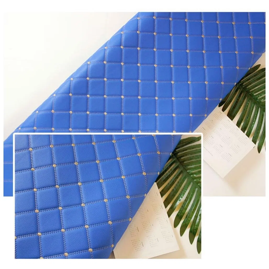 Tessuto in Pelle Strutturato Tessuto Ecopelle Tappezzeria Tessuto Tessuti Tessuto Ecopelle Morbida Finta Pelle per Mobili in Ecopelle, Trapuntato, al Metro-per Cuscini Auto 1.6m(Royal blue,1.6x5m)