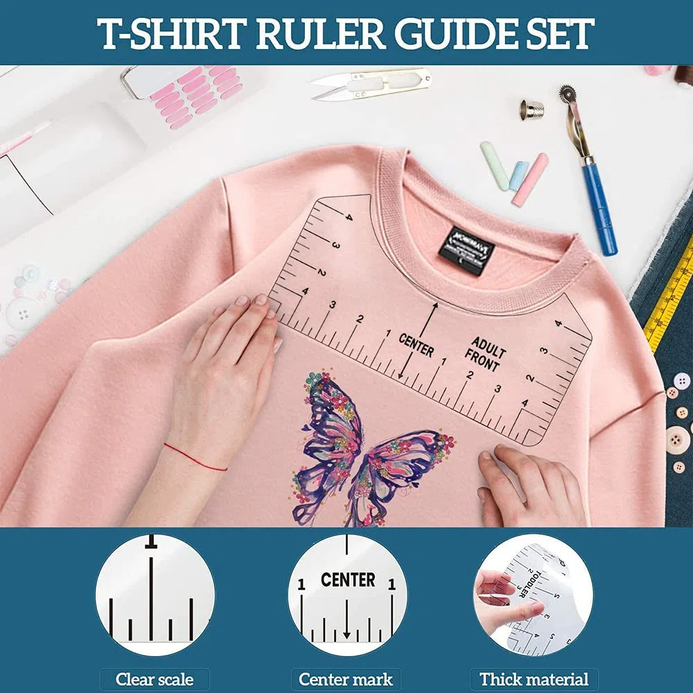 Yolistar Abbigliamento Moda Righello per Posizionamento Misura, Strumenti di Allineamento Centratura della Maglietta, Righello di T-Shirt per Cucire Modello Disegno Design da Sartoria (PVC, 12 Pezzi)