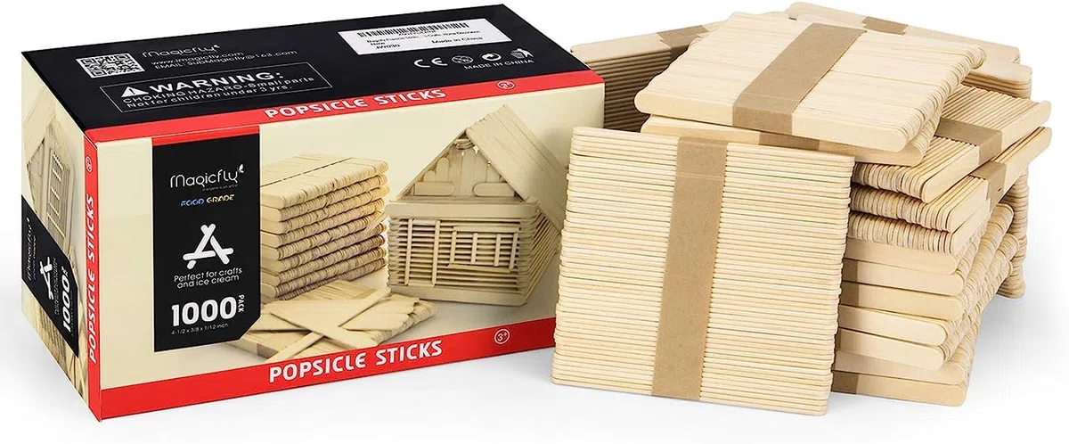 Magicfly Bastoncini Legno, 1000 Pezzi Ghiaccioli, Stecchi Gelato, Legnetti per Bricolage Artigianato DIY