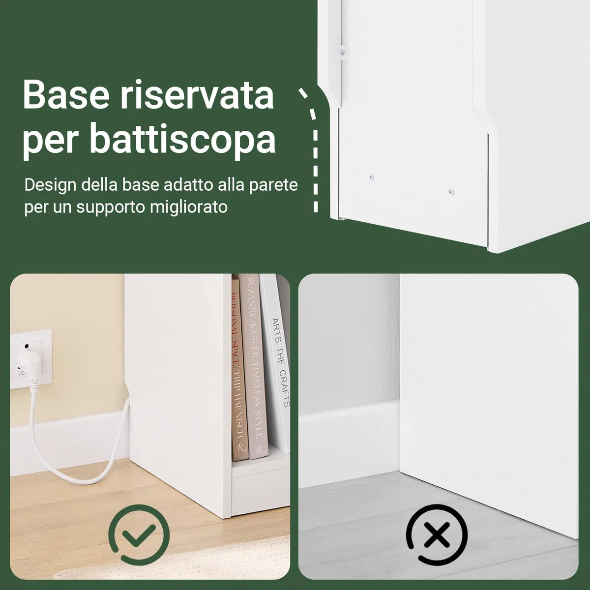 SoBuy Set da 2 comodini camera da letto stretti con ricarica USB & Type-C, tavolino da letto con incavo battiscopa, mobile salvaspazio per piccoli ambienti, bianco 20x35x60 cm FBT111-E-WNx2