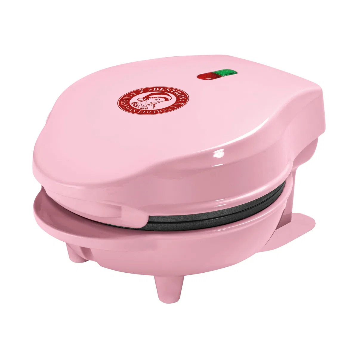 Bestron Piastra per Waffle in Edizione Natalizia, Edizione Limitata, Macchina per Waffle con Rivestimento Antiaderente, per Natale, Feste o come Regalo, Dimensione Waffle 10 cm, Colore: Rosa opaco