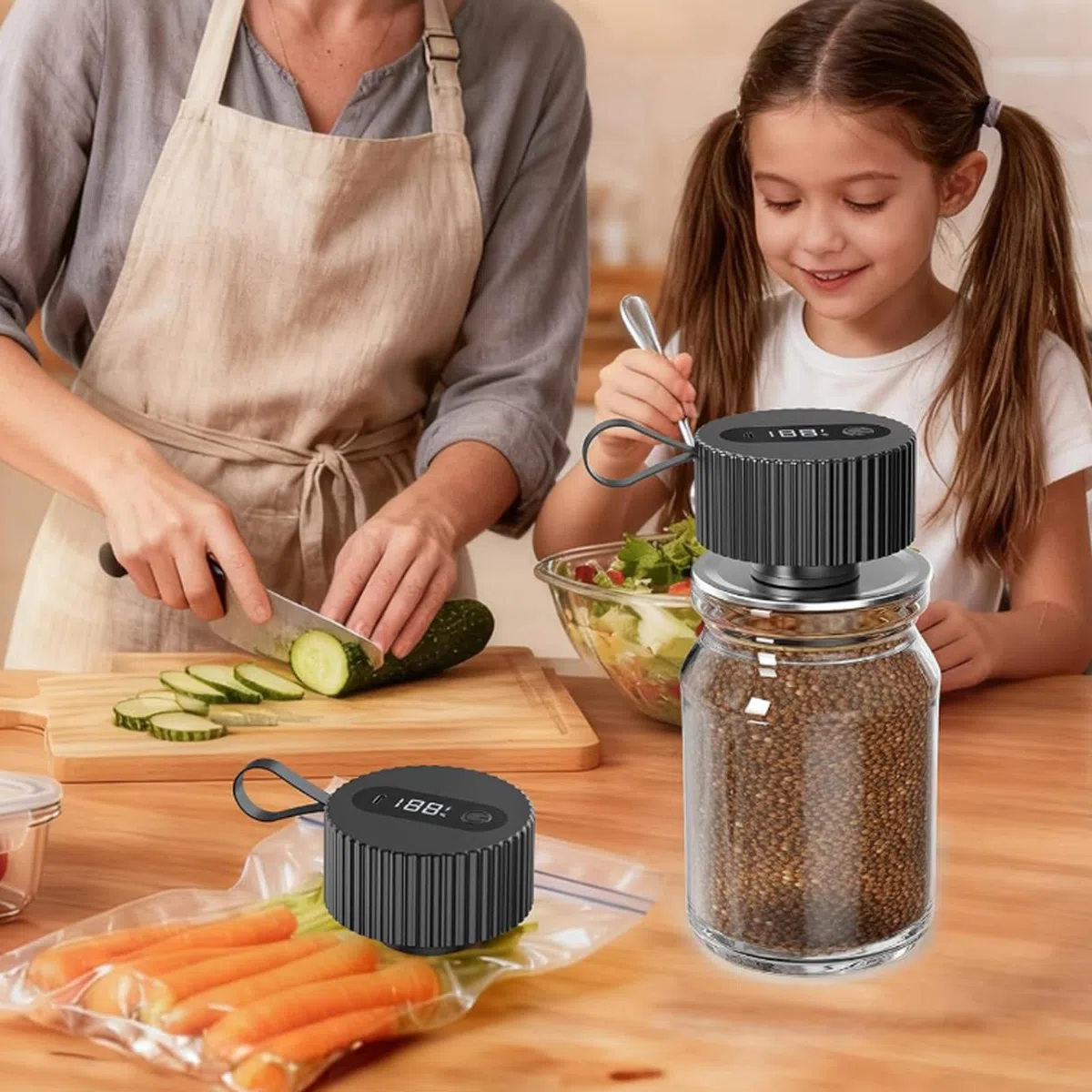 Macchina per sottovuoto per bicchieri: macchina per sottovuoto elettrica vasetti per conserve con 10 sacchetti sottovuoto, macchina sottovuoto per bicchieri, sigillante automatico Mason Jar per