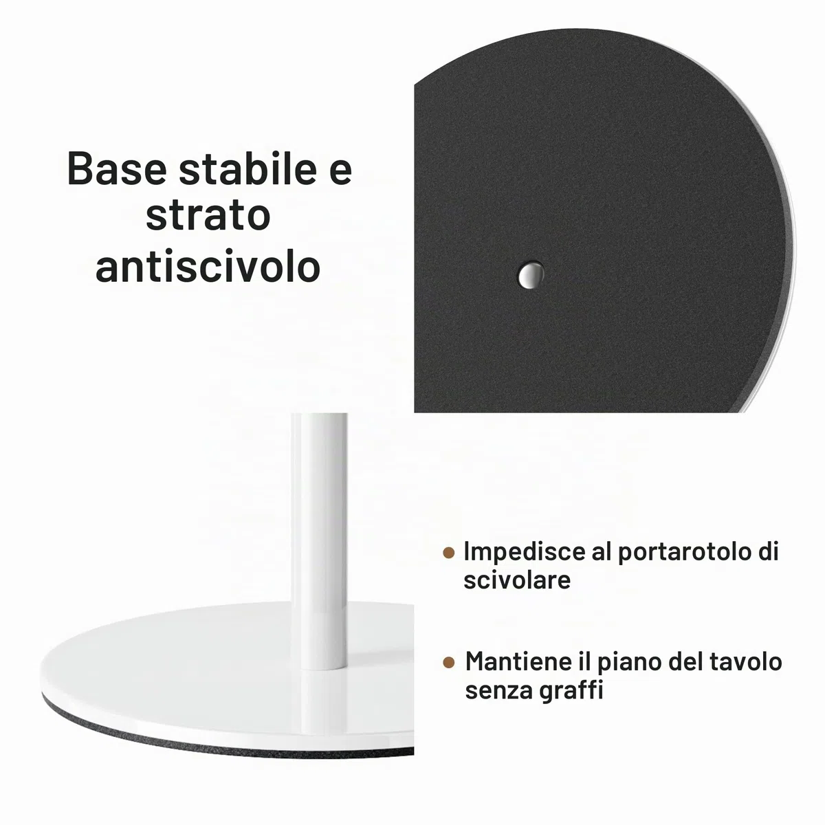 Portarotolo da cucina bianco in piedi, porta rotolo di carta igienica, organizer da cucina in acciaio inossidabile, porta rotolo di carta da cucina con base pesante