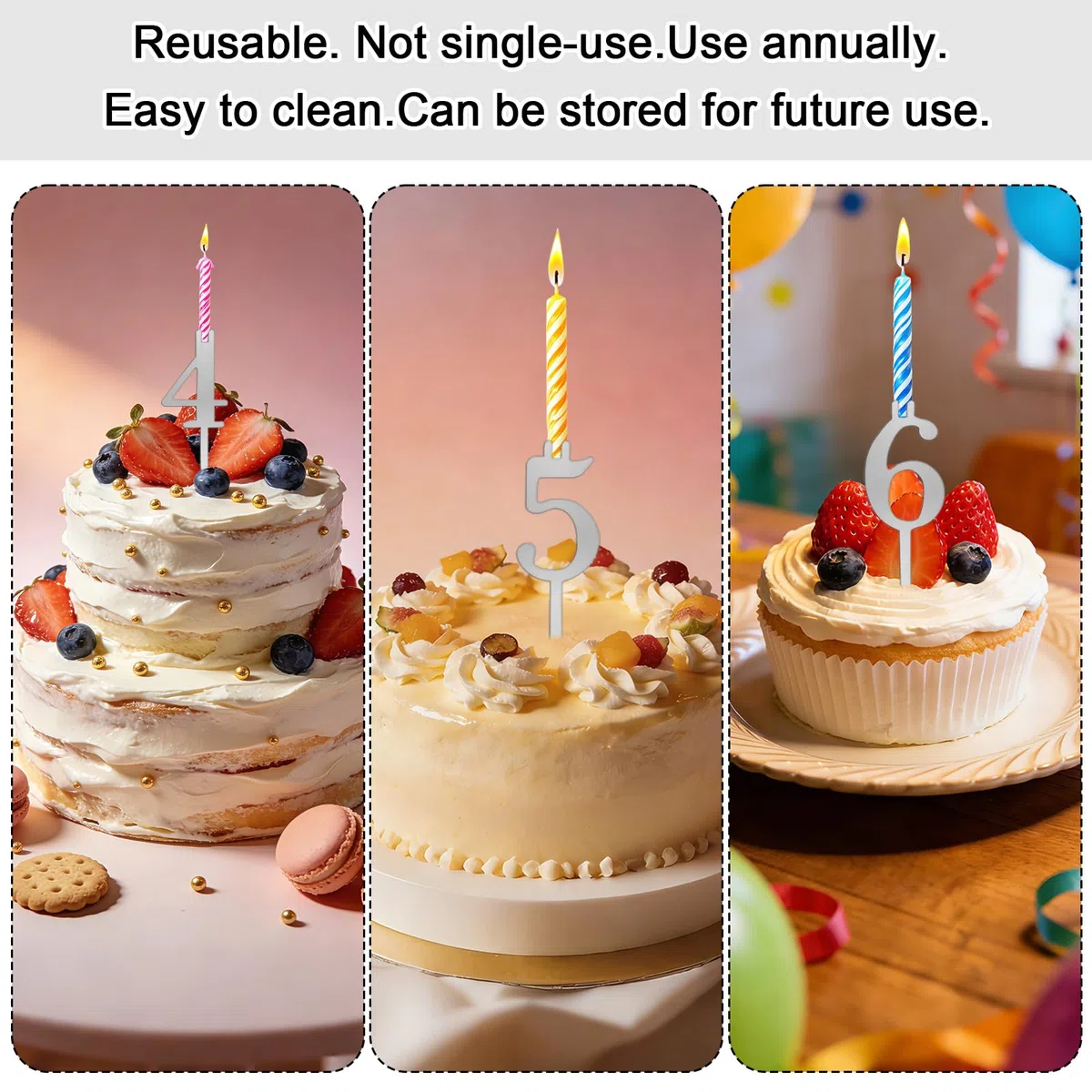 20pz Riutilizzabile Numero Candela Porta Set, Metallo Compleanno Torta Cime Portante con Numeri 0-9 per Anniversario Matrimonio Festa Decorazione Forniture Accessori (Argento-Tono)