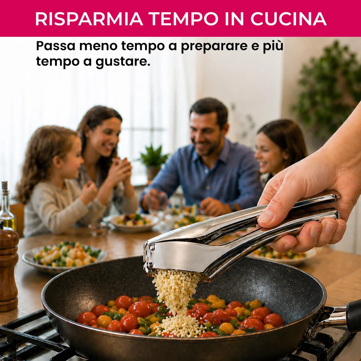 Spremiaglio Professionale - Schiaccia Aglio & Pressa Aglio - Garlic Press - Garlic Crusher - Utensili da Cucina - Schiacciapatate - Accessori Cucina - Tritatutto Manuale - Pelatore