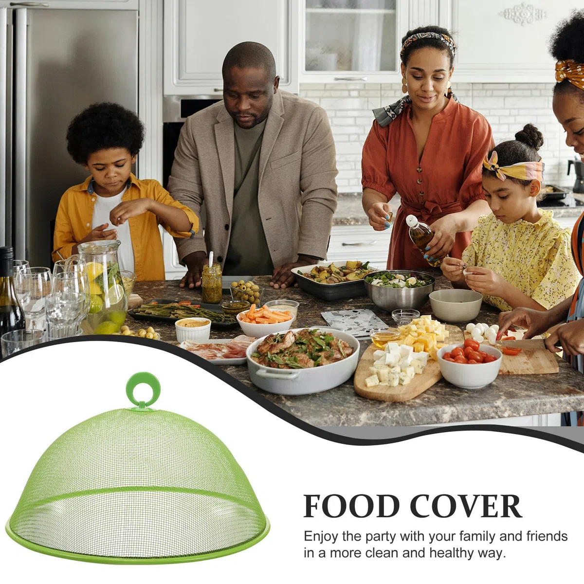 DOITOOL Copertura Chiusura in Alimenti e Rotonda Acciaio Inossidabile per Anti-Polvere Verde Antiparassiti Ermetica Cucina e Feste