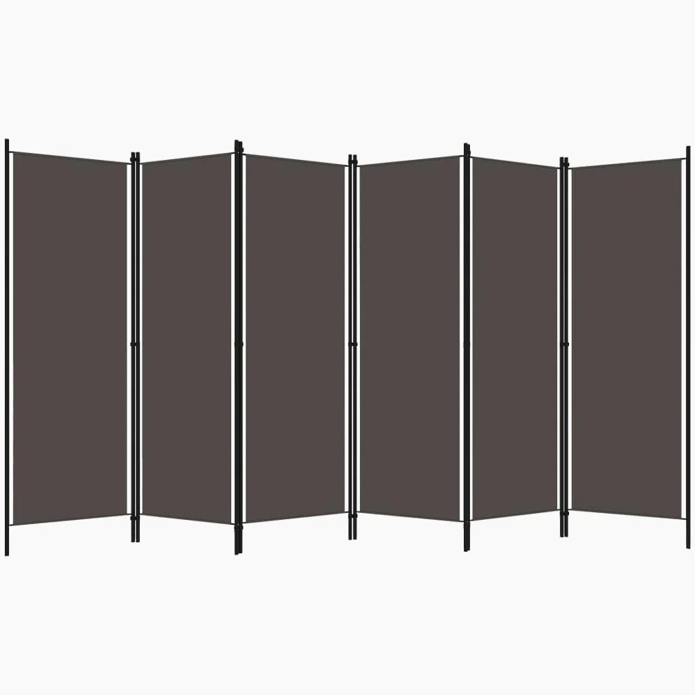 vidaXL Paravento a 6 Pannelli Divisorio Separè Pannello Byobu Pieghevole Schermo Separatore Ambienti Interni Protezione Privacy Antracite 300x180 cm