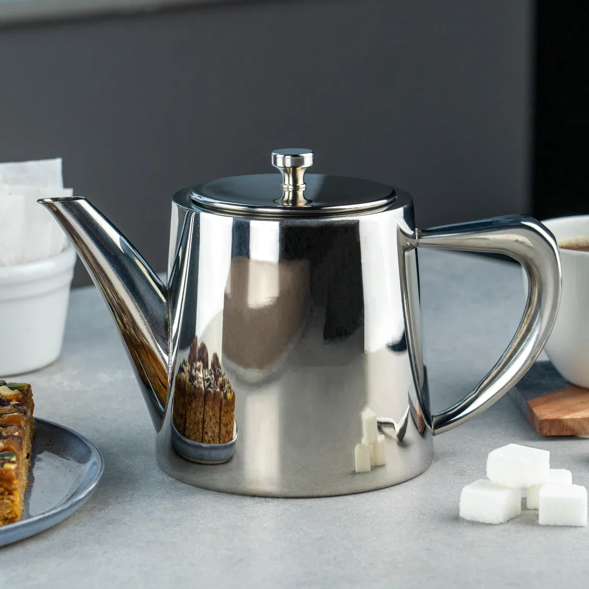 Café Olé Derwent Teiera, 370 ml, per 1 persona, acciaio inossidabile, desing moderno con finitura a specchio, beccuccio perfetto per versare