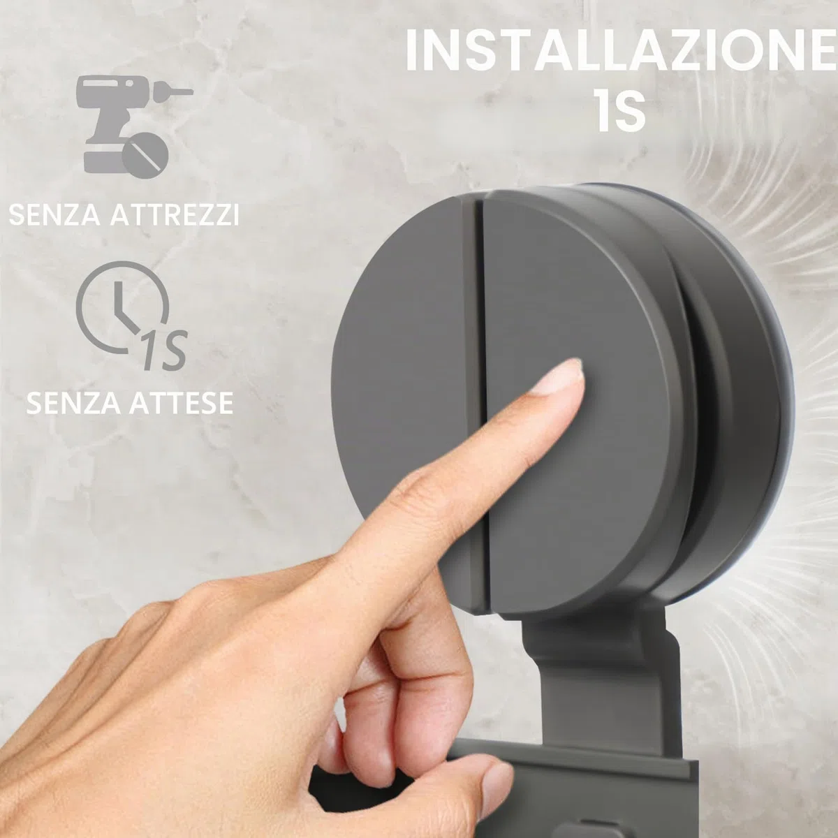 LURICO Mensola da Doccia Senza Forare con Ventosa - 4 Ganci, Lunghezza 32 cm, Portata 10 Kg, Supporto per Shampoo Rimovibile & Antiruggine, Ideale per Docce