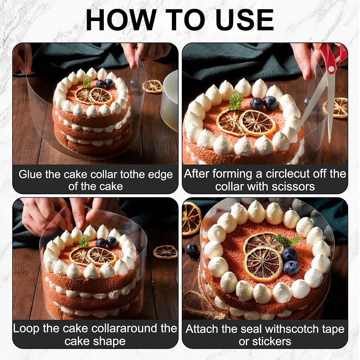 Torta Collare 20cm,Rotolo Acetato Trasparente,Colletto per Torta Mousse,Rotolo Nastro Acetato per Dolci Trasparente,für Torte Schokolade Mousse Kuchen Dessertringe (2 Roll（8cmx 5m+12cmx 5m))