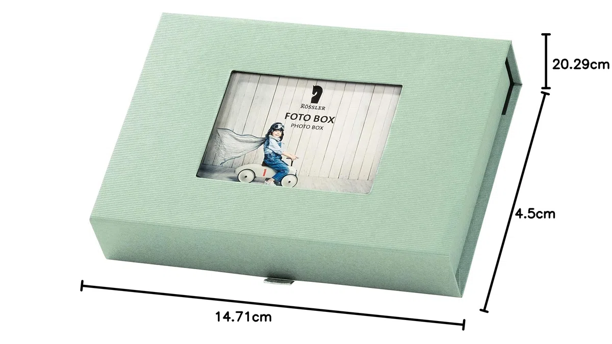 Rössler 14573200651 - Scatola per foto con passepartout, per foto 13 x 18 cm, menta, 203 x 45 x 147 mm, 1 pz.
