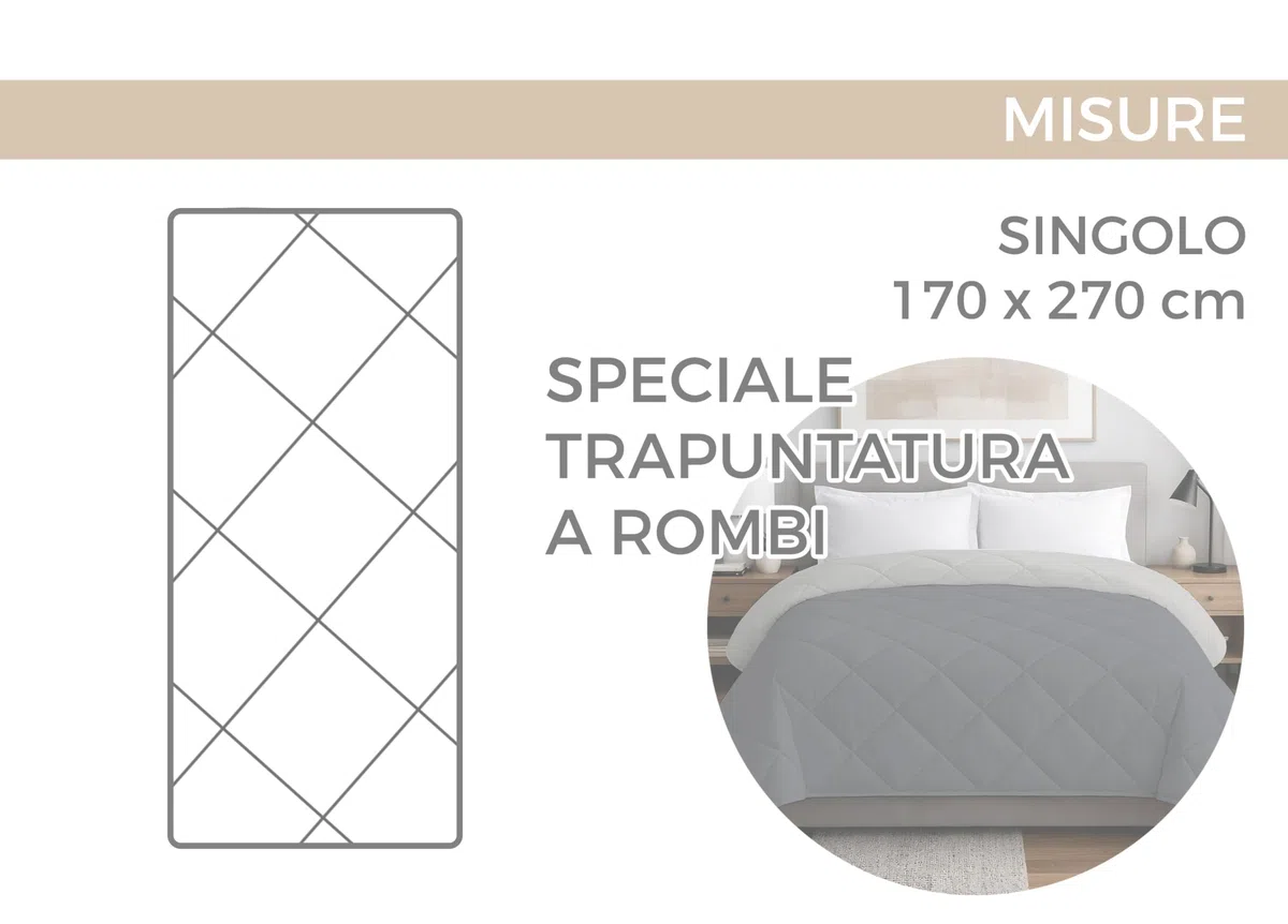BIANCHERIAWEB Trapuntino Piumino Estivo Primaverile 100g Disegno Corvara Singolo Corvara