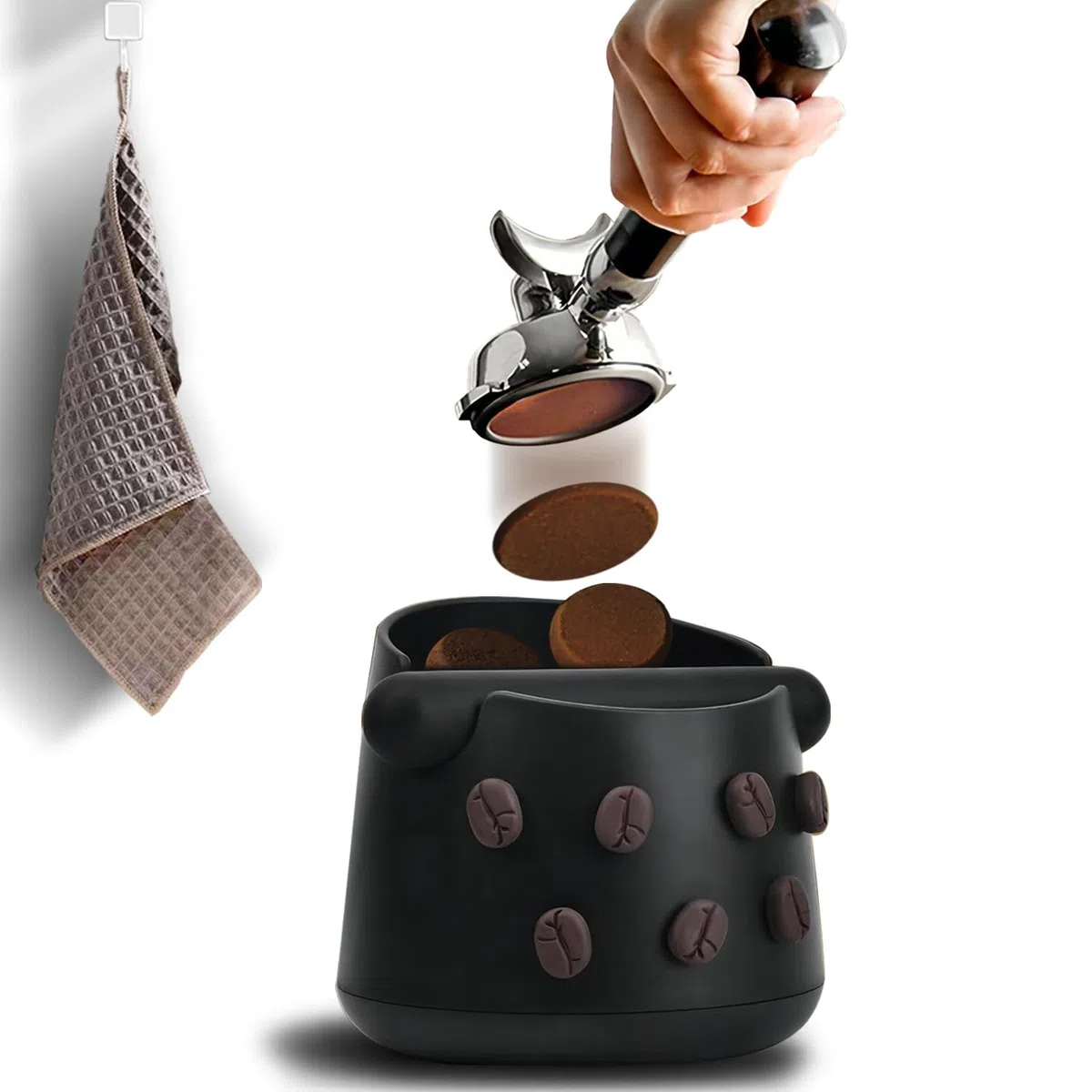 Contenitore per Fondi di Caffè Pattumiera per set da caffè Knock box per fondi di caffè Nero