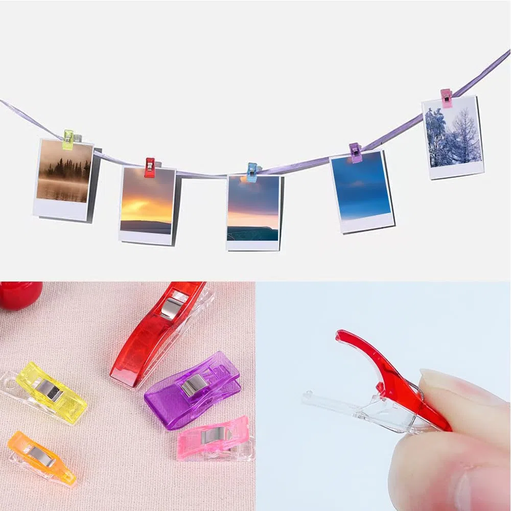 UMCHU 56 Pezzi Clip per Cucire Multifunzionali,Clip per Cucire,Clip per ascia,Clip per Cucire Morsetti per Cucito,per tessuto, rilegatura e lavori artigianali(7 colori)
