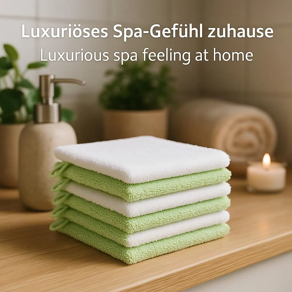 Betz 10 guanti da bagno manopola Palermo 100% cotone misure 16 x 21 cm colore bianco e verde