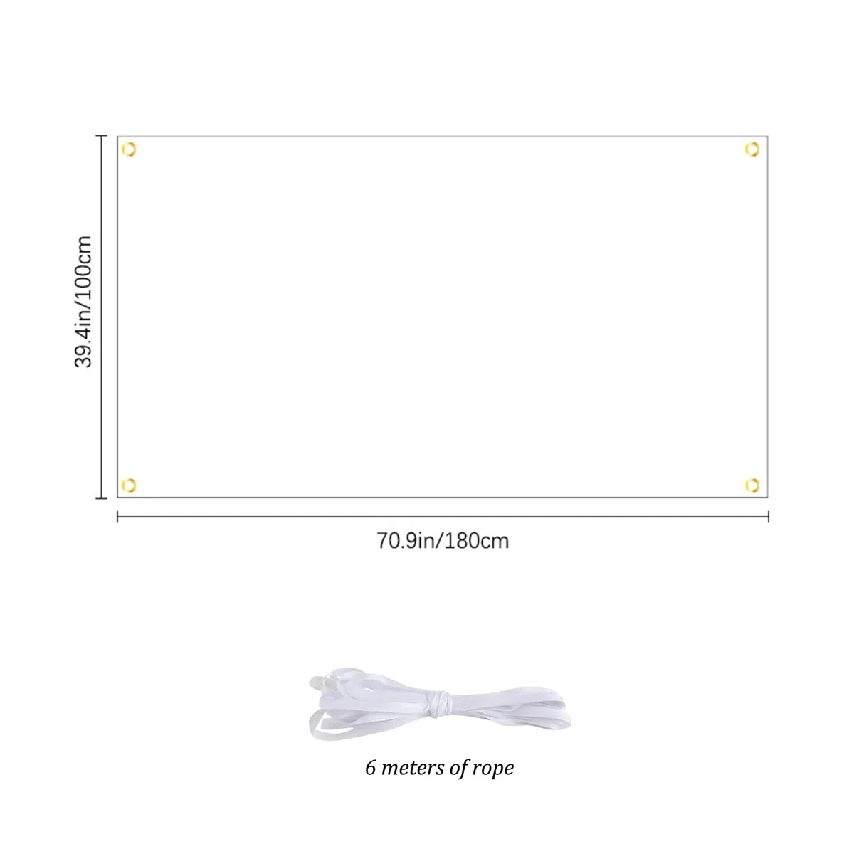 2 Set Striscione Bianco Verniciabile, Striscioni Vergini Grande, 180 x 100cm, Tinta Unita Banner per Fai Da Te Disegno Eventi, Striscione da Appendere con Corda da 6m per Matrimonio Compleanno