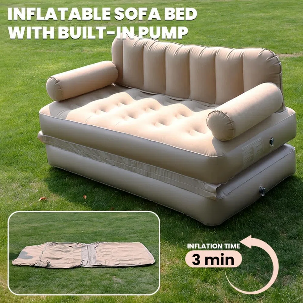 SYJYM Divano letto doppio pieghevole con pompa integrata per gonfiaggio automatico per campeggio all'aperto schienale gonfiabile divano letto