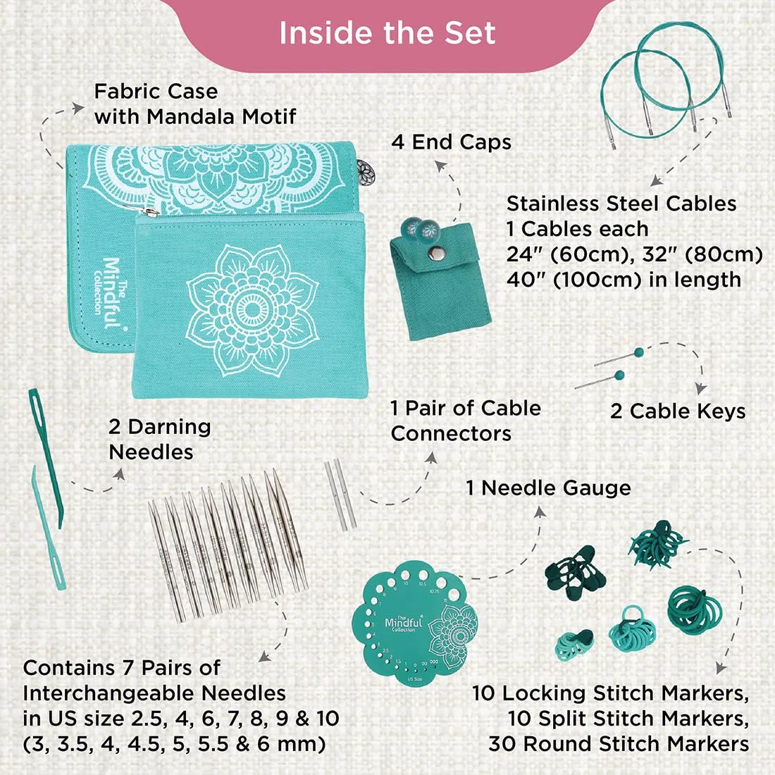 KnitPro - Set di aghi intercambiabili KnitPro Believe (13 cm, 3-6,00 mm) - 1 set