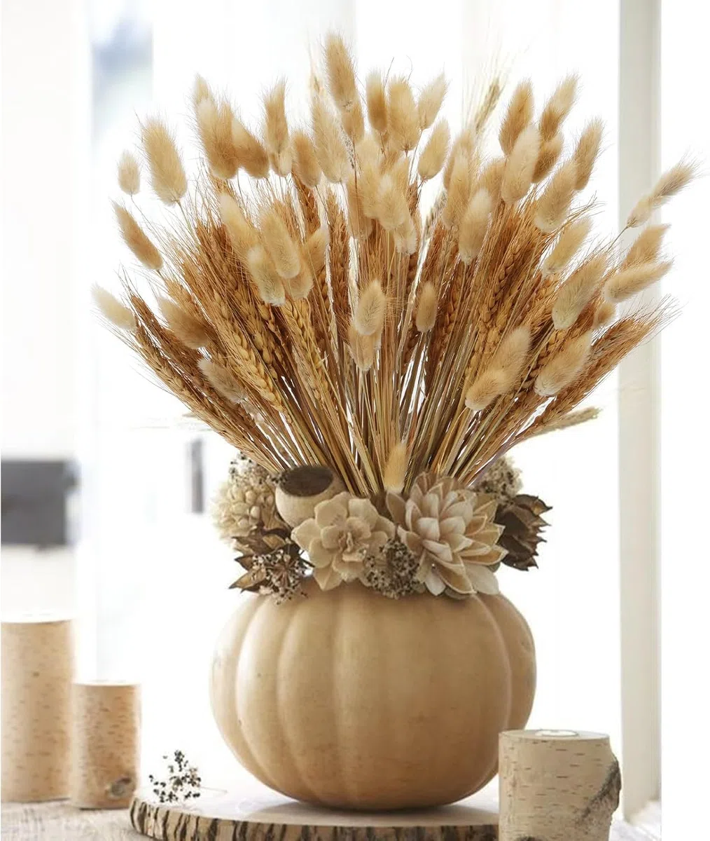 160PCS Bouquet di Pampas Grass Essiccato Fiori Secchi Decorativi,Fiori Essiccati Bunny Tails,Pompas Marroni,Pampas Grass Decorazione da Tavolo Boho per Matrimoni, Feste Rustiche, Baby Shower