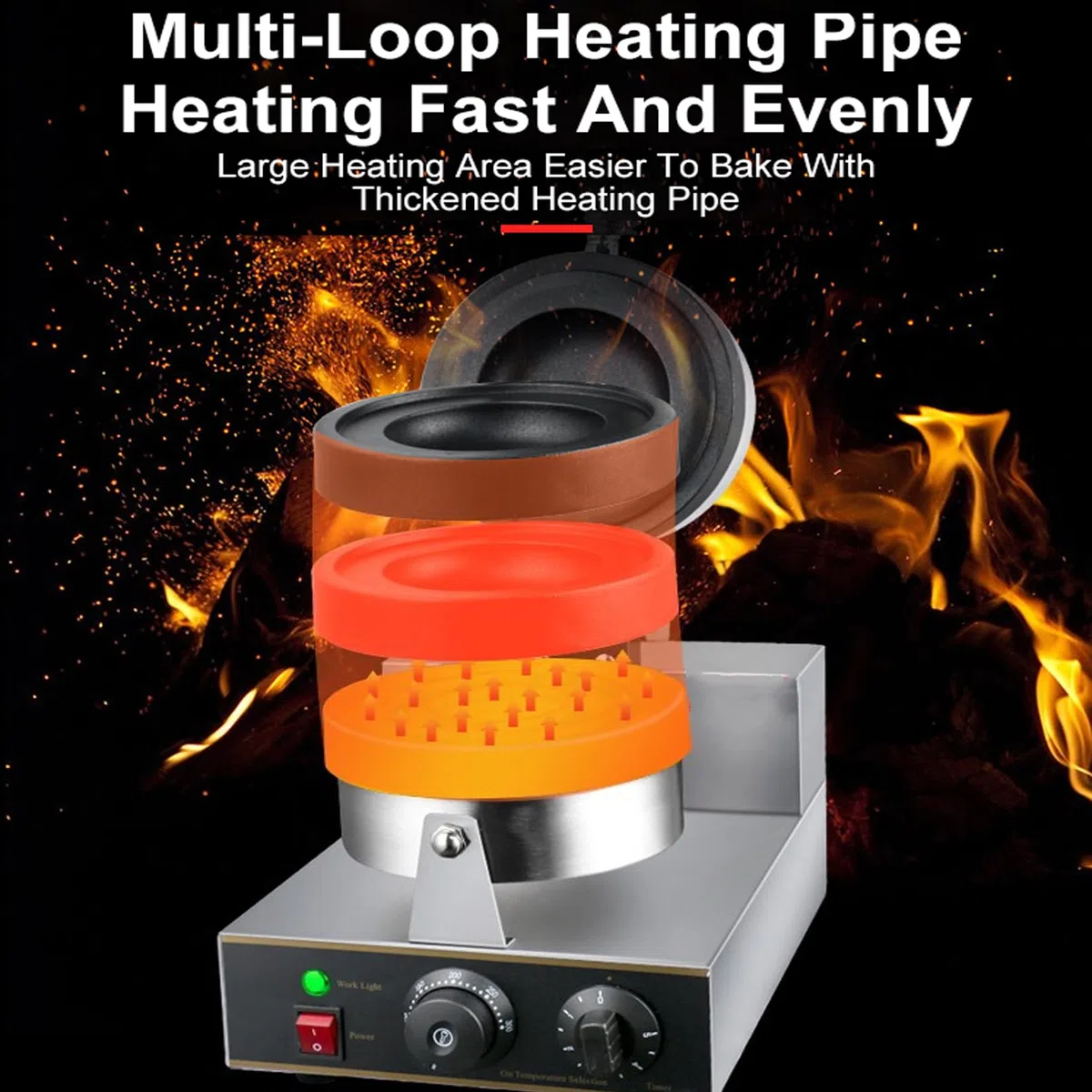 Maker di waffle di hamburger commerciale, 1300 W Stick Electric Panini Press Machine di hamburger 50-300 ℃ Controllo a temperatura Riscaldamento a doppia faccia da 5 minuti Guppa