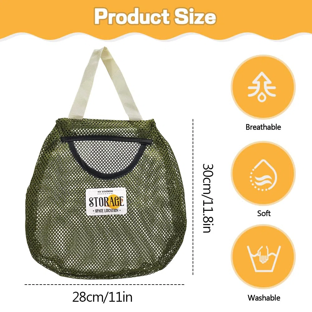 Porta Mollette Bucato da Esterno, 2 Pz Mesh U-Shaped Apertura Verde Scuro Peg Holder Ampiamente Applicare Vestiti Peg Bag per lavanderia Camera da letto Bagno, con 2 pz S-Shaped Hook