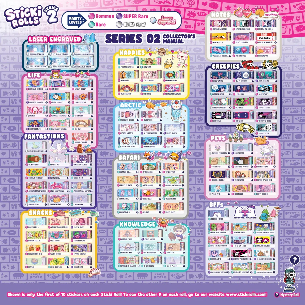 Sky Castle Sticki Rolls Sticki Book Series 2, Braccialetto da Indossare e Condividere, con 120 Mini Adesivi, Braccialetto e Libretto, Colori e Stili Diversi