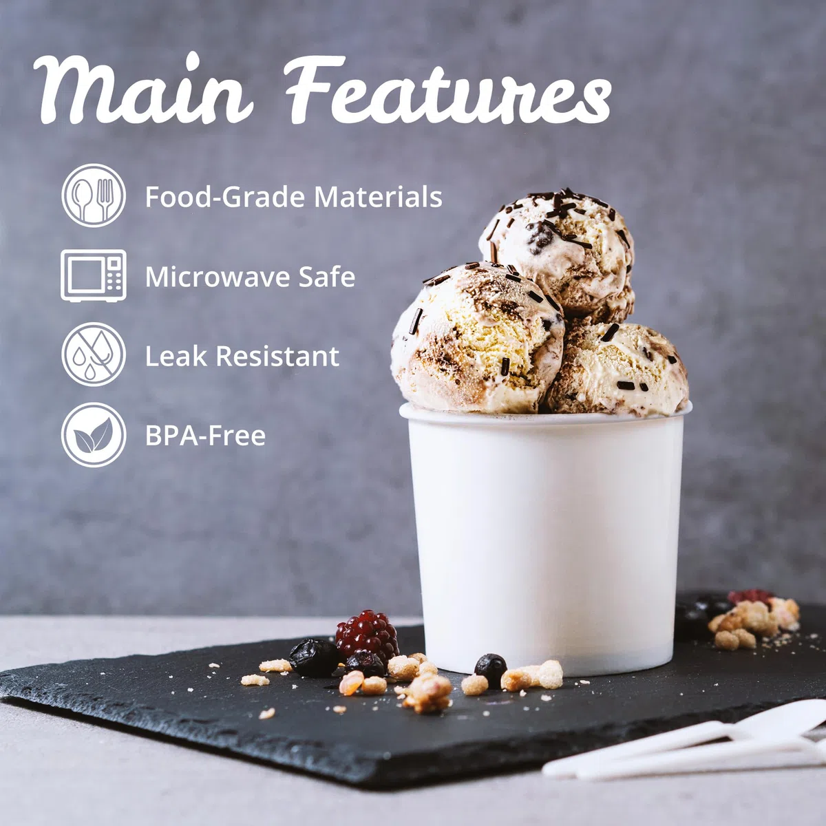 MATICAN Bicchieri di carta per gelato, 50 ciotole da dessert usa e getta da 325 ml, per cibi caldi o freddi, forniture per feste da 325 ml, tazze per gelato, yogurt congelato, zuppe, bianco