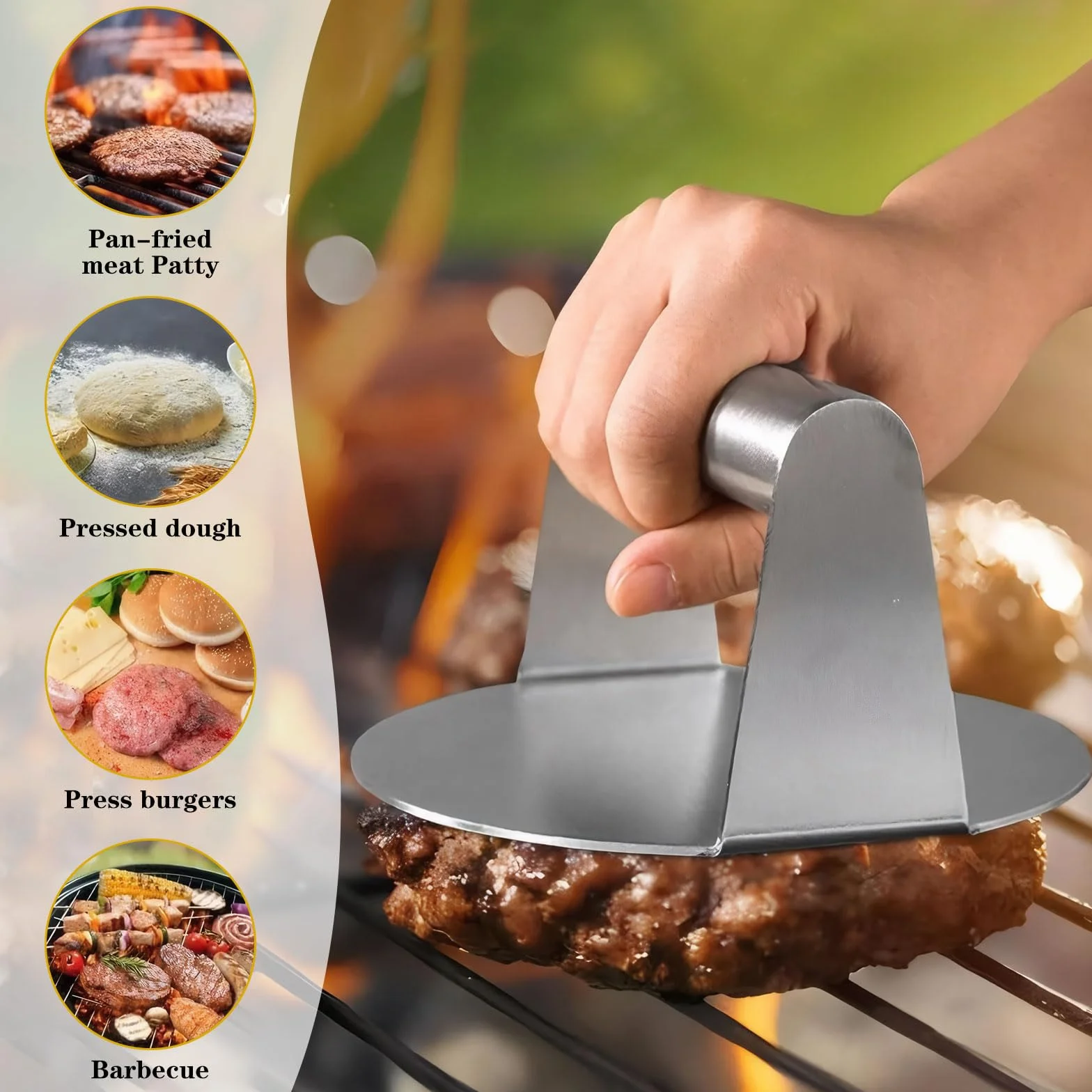 Batticarne Burger Pattie Presse – Pressa per Hamburger e schiaccia Hamburger, Ideale per grigliate all'aperto, Hamburgers e panini