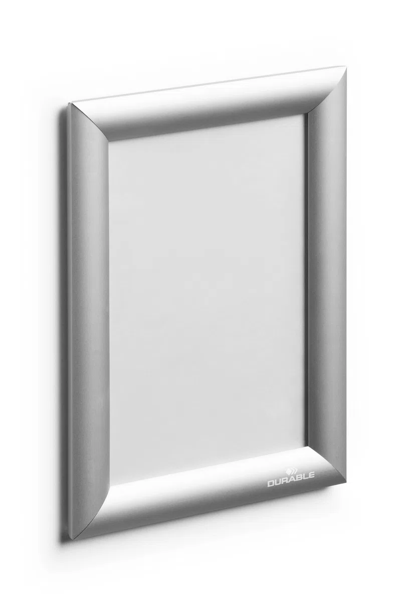 Durable Cornice a scatto in alluminio A5, fissaggio con bande biadesive o viti, 1 pezzo, argento, 479523