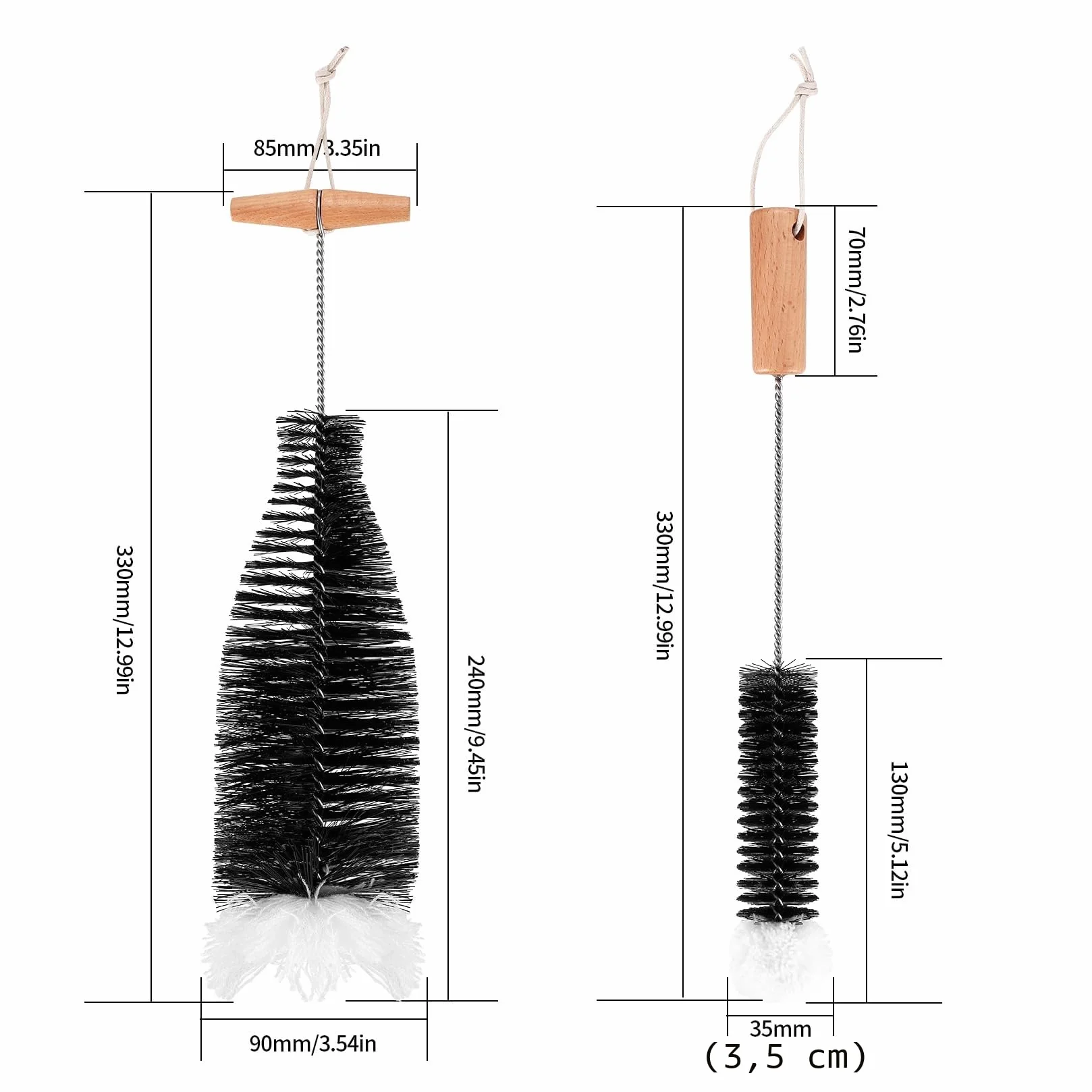 2 Pz Spazzola Bottiglie Pulizia Compatibile con SodaStream Bottiglie Vetro, Spazzola per Borraccia Pulizia, Scovolino Bottiglie Compatibile con Sodastream Bottiglie di Vetro per Soda Stream Acqua