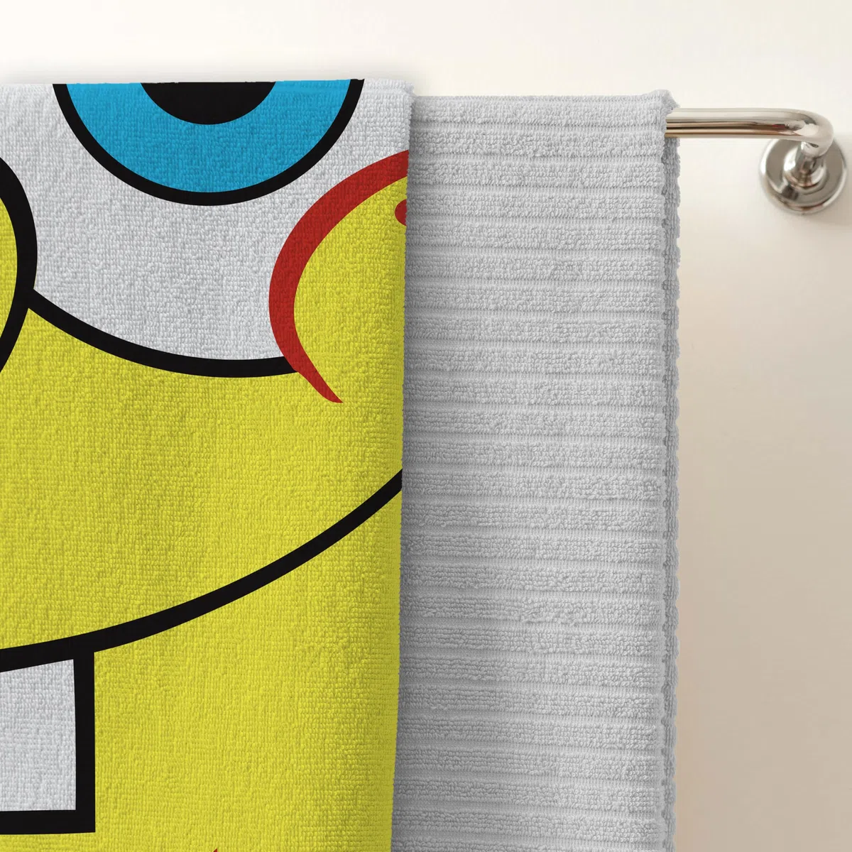 Spongebob Asciugamano Bambini Ufficiale | Morbidezza ultra morbida | Design quadrato con Spongebob, Patrick, Squidward, Mr Krabs | Perfetto per casa, bagno, spiaggia e piscina | 70 x 140 cm