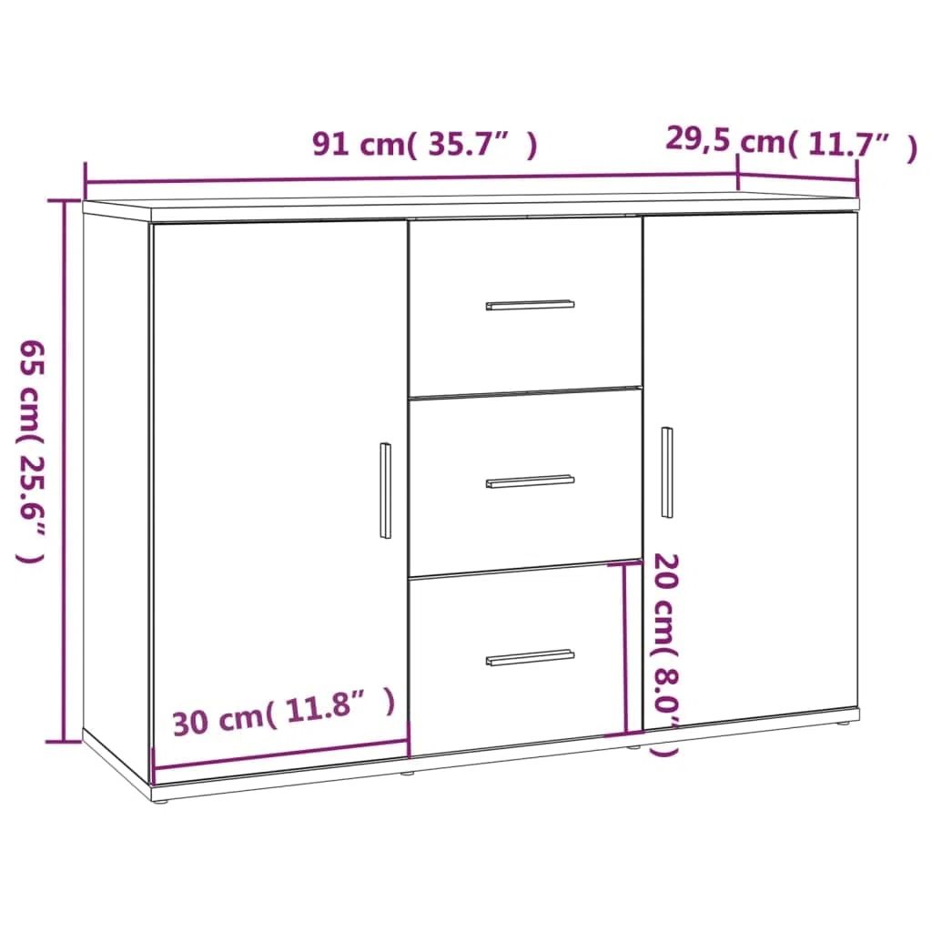 vidaXL Credenza Rovere Sonoma 91x29,5x65 cm in Legno Multistrato