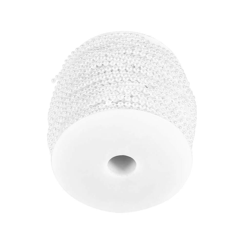 Perle Decorative Artificiali 3mm Bianco in Bulk con Filo da Pesca per Centrotavola Matrimonio Decorazioni Fai da Te Ghirlande Addobbi 50m Rotolo