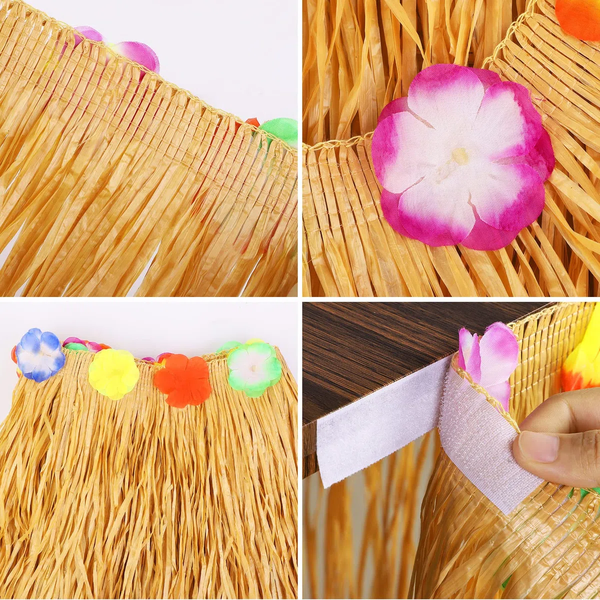 Gonne da tavola Hawaii Luau Lotto di 2 gonne da tavola hawaiane naturali 2,7 x 75,1 cm per decorazioni di feste hawaiane tropicali, giallo paglia