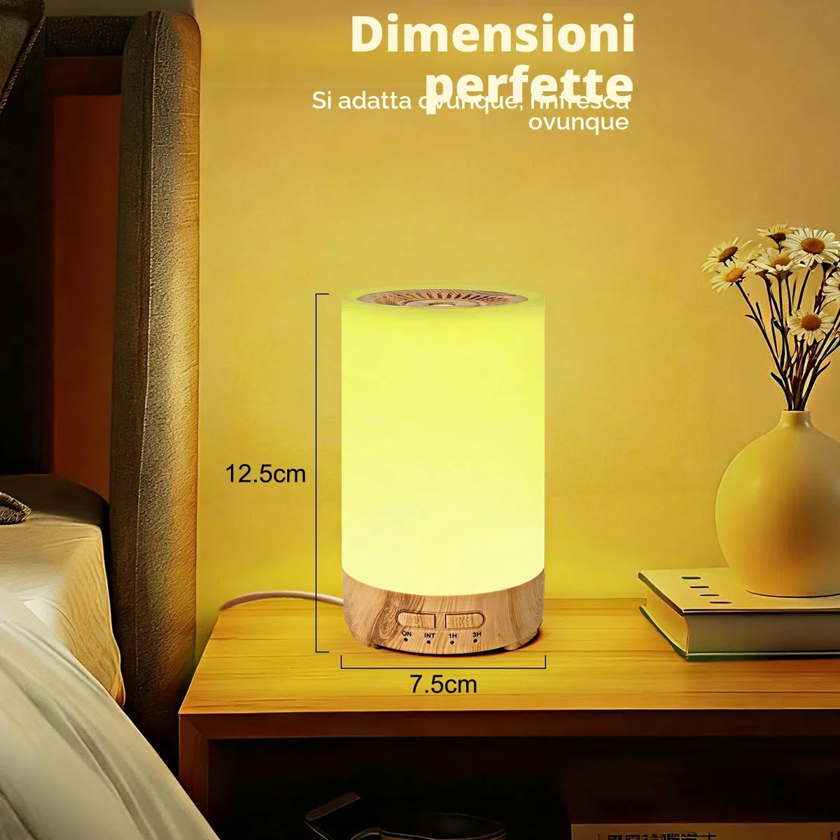 Diffusore di aromi con luce LED a 7 colori, umidificatore con struttura in legno da 150 ml, per oli essenziali, senza acqua, spegnimento automatico, per camera da letto, ufficio, yoga, spa