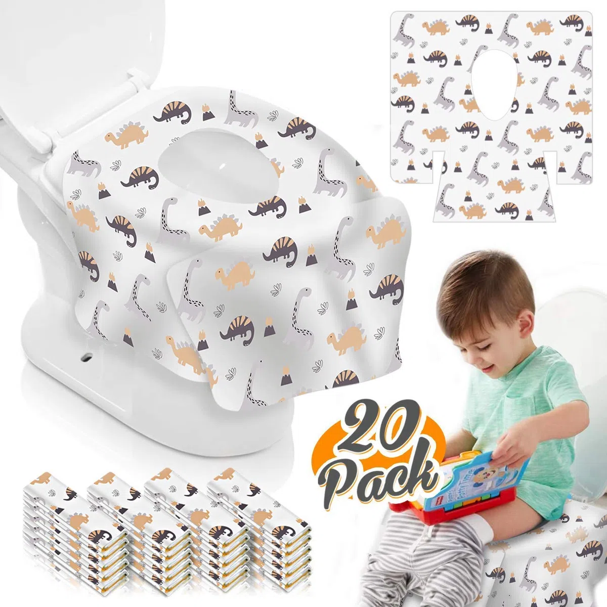 Coprisedili Monouso per WC, TAOPE 20pcs ExtraGrande Coprisedili Impermeabili Usa e Getta da Vasini Antibatterici Portatili da Viaggi Campeggio Hotel Ospedale Ristorante Bagni Pubbulici Adulti Bambini