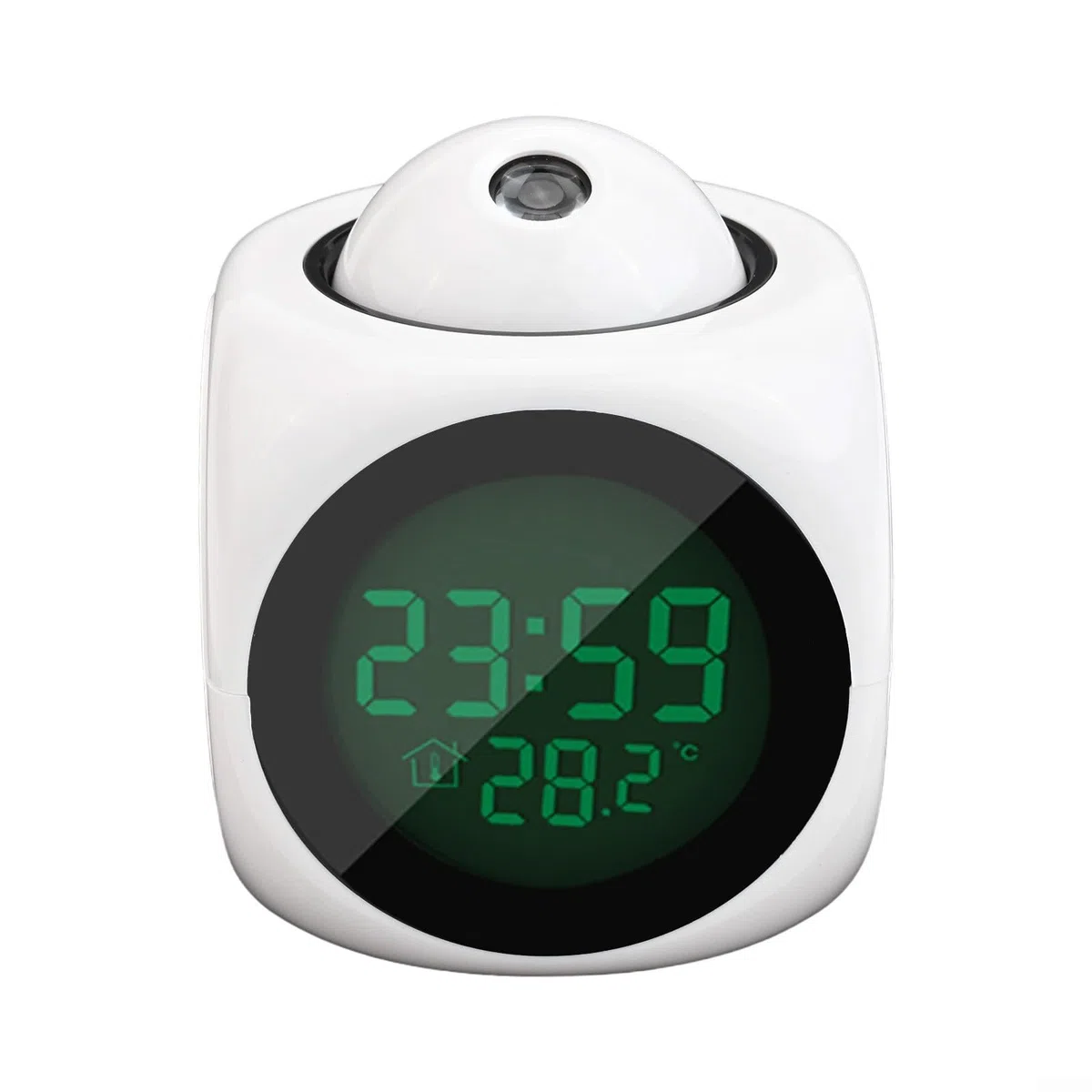 Sveglia con proiettore a LED, display digitale multifunzione della temperatura, orologio con proiezione vocale per camera da letto, soffitto, cucina, scrivania, mensola, parete (bianco)