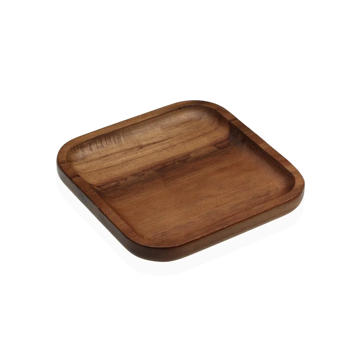 Vassoio in Legno di Acacia – Design Elegante, Multiuso per Casa, Cucina, Bagno e Ufficio – Ideale come Organizer, Svuotatasche o Vassoio da Servizio (15x15cm)