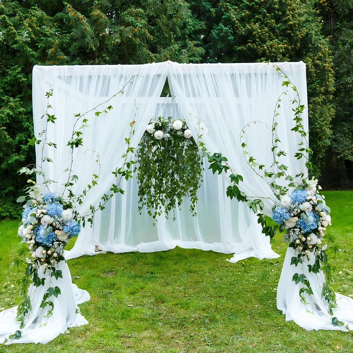 Tenda per Matrimonio Decorazione a Mano Libera per Arco di Nozze e Uva a Baldacchino Tenda per Finestre Mantovane in Tessuto Chiffon (Bianco 160 x 800 cm