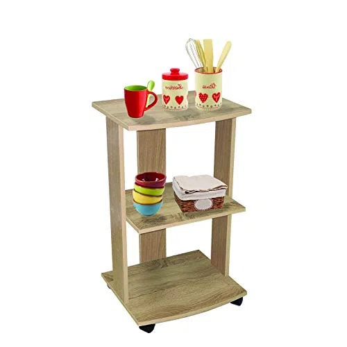 Carrello Porta TV con ruote piroettanti Rovere Nordico cento usi e freno facile, cucina, stanzetta arredo casa