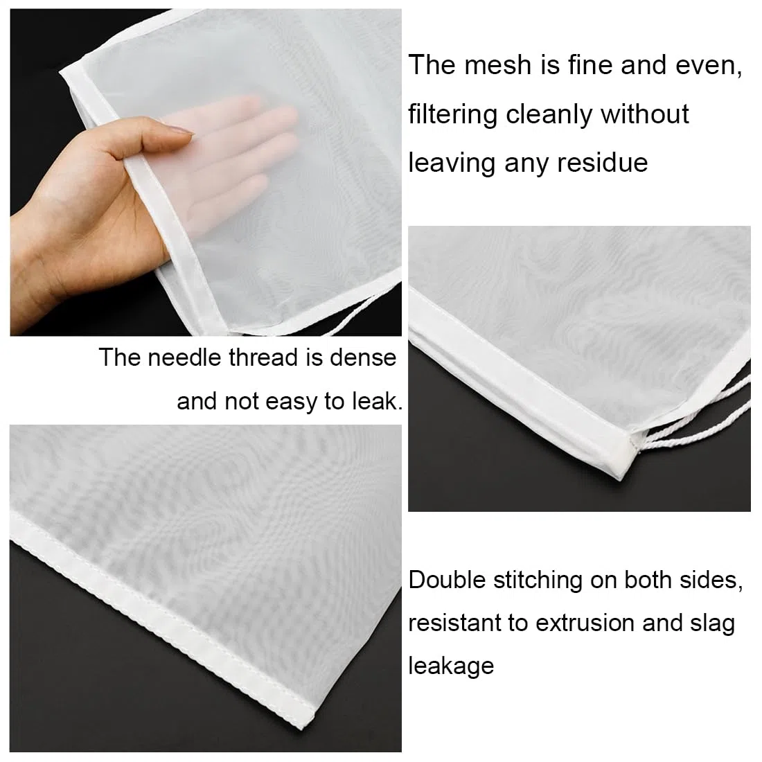 Sacchetto Filtrante Riutilizzabile per Alimenti, 2 pezzi Sacchetti Filtranti per Alimenti con Coulisse, Filtri per Liquori per Birra e Latte Vegetale, per vino marmellata Yogurt, 45 x 60 cm (100 Mesh)