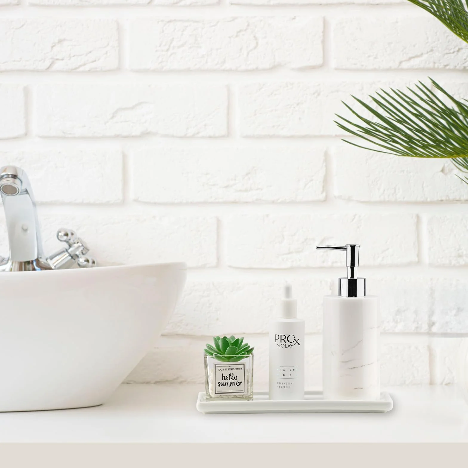 Vassoio Bagno Portaoggetti in Ceramica, Organizer per Vassoio Bianco Rettangolare, Decorativo Svuotatasche Moderno per Profumi, Sapone, Candele, Cucina (L)