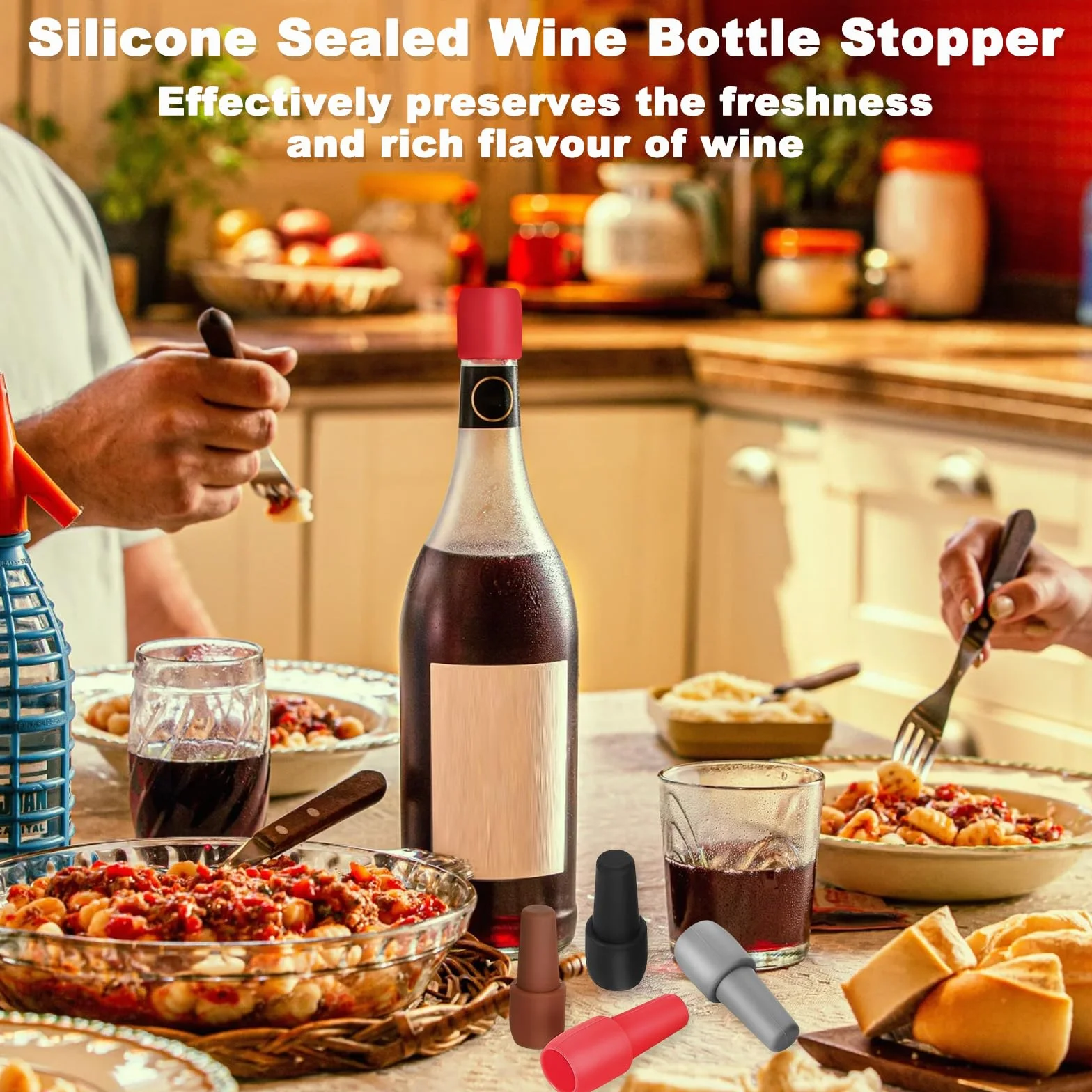 Sicure Tappi Colorati per Bottiglie, 8 Pcs Tappo per Vino in Silicone, Tappi per Bottiglia in Silicone Riutilizzabileper Diversi tipi di Bottiglie di Vetro per Conservare ​la Birra Champagne