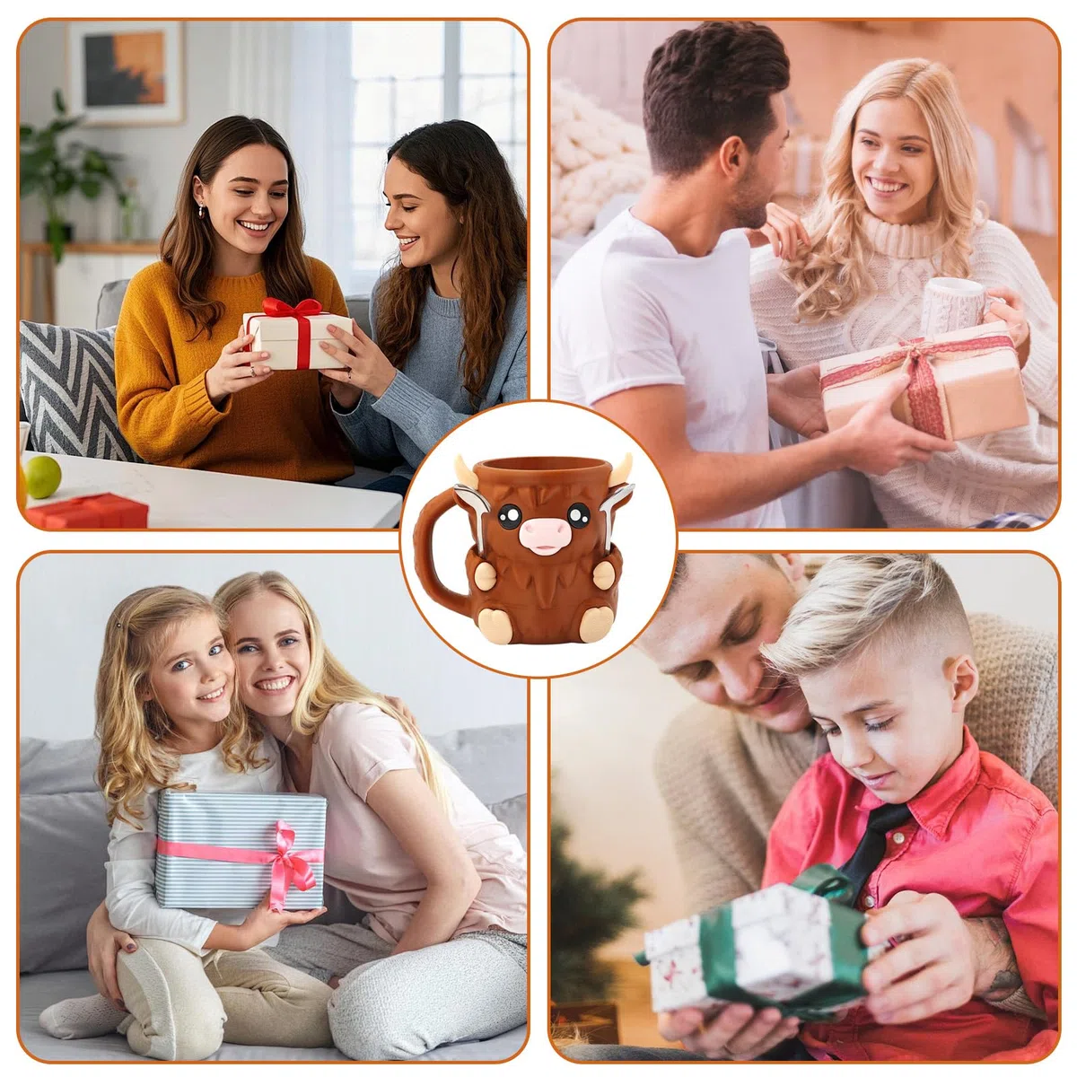 Highland Cow - Porta gelato con stampa 3D, con cassetto e 2 cucchiai, motivo: mucca delle Highland, regalo per gli amanti, 473 ml